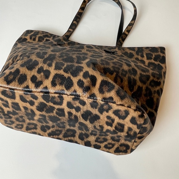 CHICOS Leopard Print Tote Bag Shoulder Purse Pebbled Sparkle Shimmer 17X12 - Picture 3 of 9